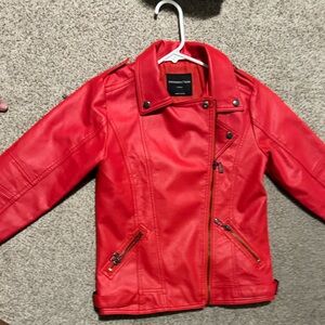 Red faux leather jacket